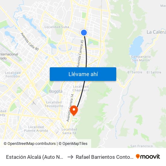 Estación Alcalá (Auto Norte - Cl 136) to Rafael Barrientos Conto, Morfologia map