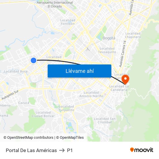 Portal De Las Américas to P1 map