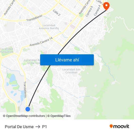 Portal De Usme to P1 map