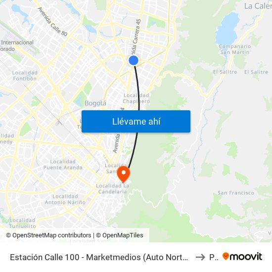 Estación Calle 100 - Marketmedios (Auto Norte - Cl 98) to P1 map