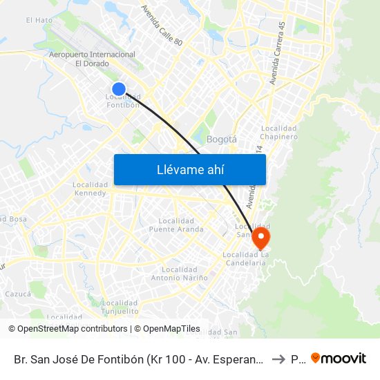 Br. San José De Fontibón (Kr 100 - Av. Esperanza) to P1 map