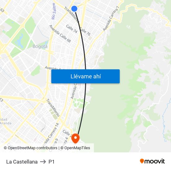 La Castellana to P1 map