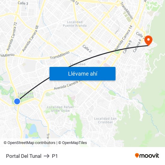 Portal Del Tunal to P1 map
