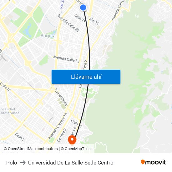 Polo to Universidad De La Salle-Sede Centro map