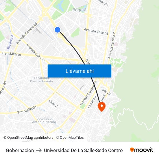 Gobernación to Universidad De La Salle-Sede Centro map