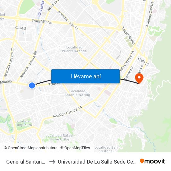 General Santander to Universidad De La Salle-Sede Centro map