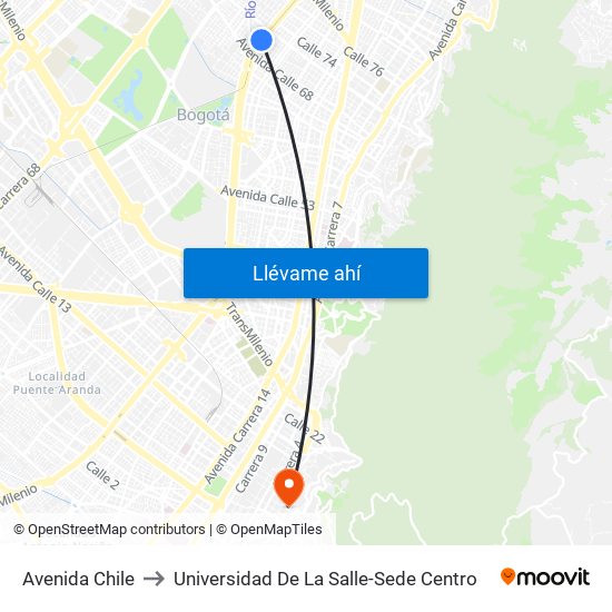 Avenida Chile to Universidad De La Salle-Sede Centro map