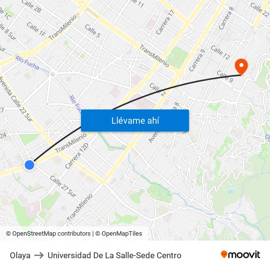 Olaya to Universidad De La Salle-Sede Centro map