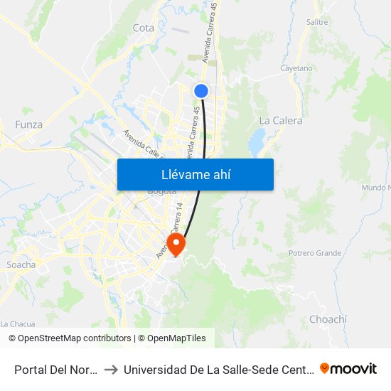 Portal Del Norte to Universidad De La Salle-Sede Centro map