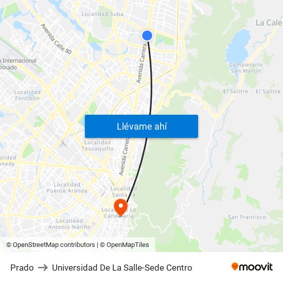 Prado to Universidad De La Salle-Sede Centro map