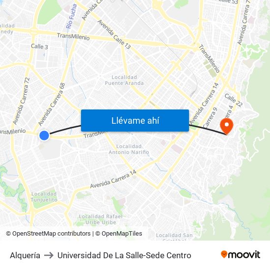 Alquería to Universidad De La Salle-Sede Centro map