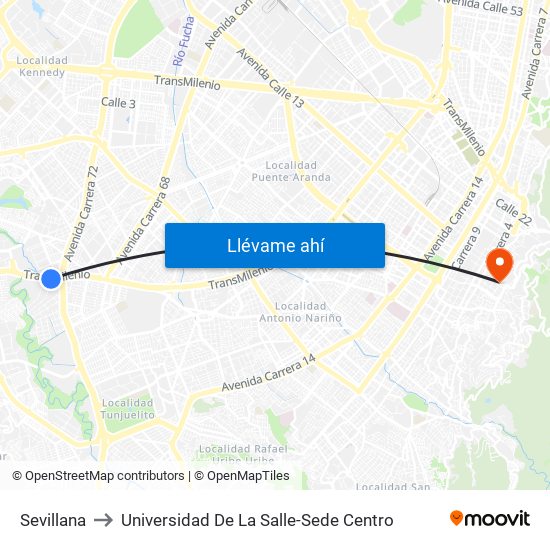 Sevillana to Universidad De La Salle-Sede Centro map