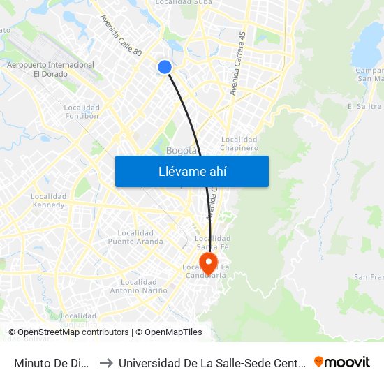 Minuto De Dios to Universidad De La Salle-Sede Centro map