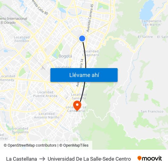 La Castellana to Universidad De La Salle-Sede Centro map