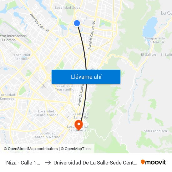 Niza - Calle 127 to Universidad De La Salle-Sede Centro map