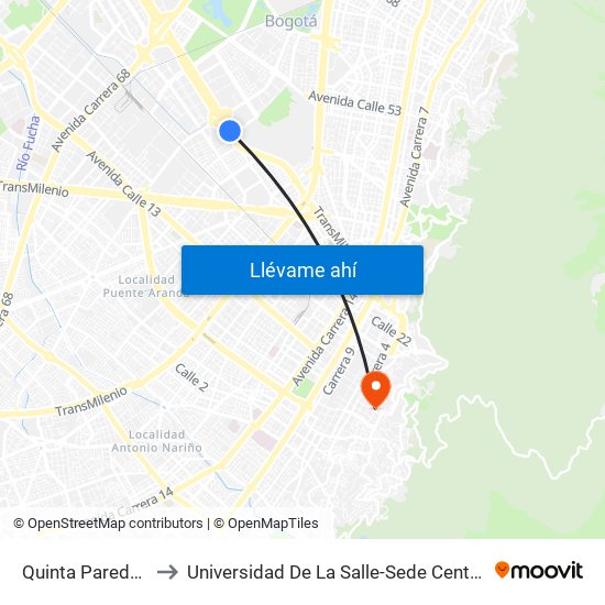 Quinta Paredes to Universidad De La Salle-Sede Centro map