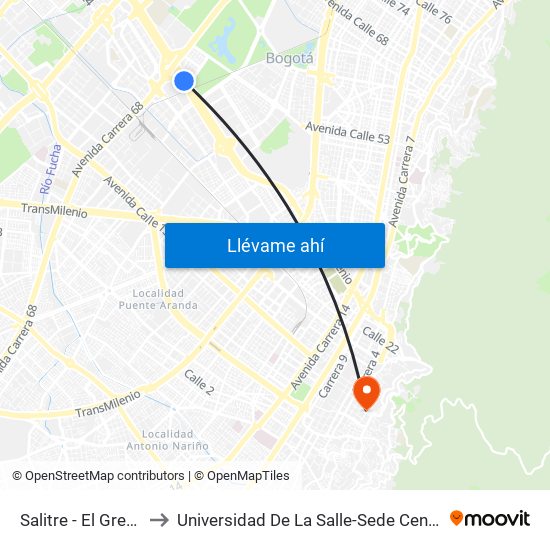 Salitre - El Greco to Universidad De La Salle-Sede Centro map