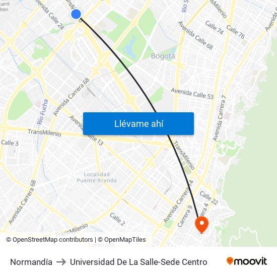 Normandía to Universidad De La Salle-Sede Centro map