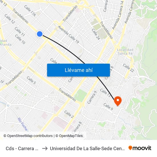 Cds - Carrera 32 to Universidad De La Salle-Sede Centro map