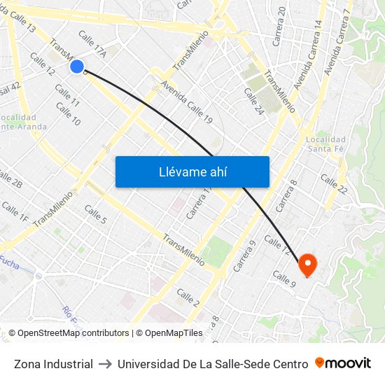 Zona Industrial to Universidad De La Salle-Sede Centro map