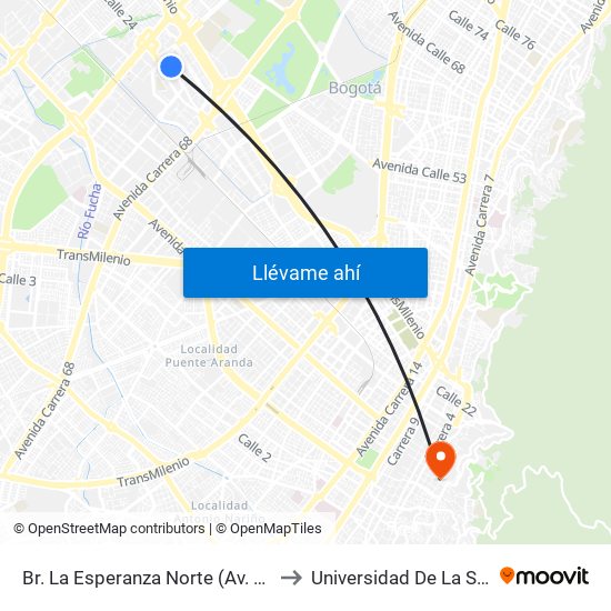 Br. La Esperanza Norte (Av. La Esperanza - Kr 69d) to Universidad De La Salle-Sede Centro map