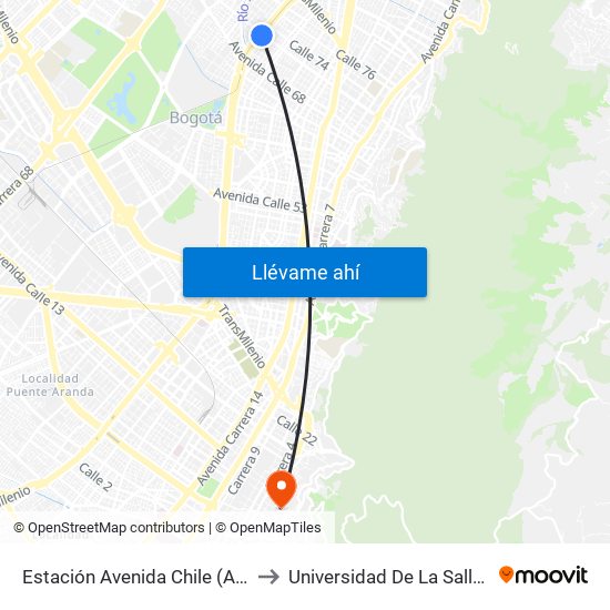 Estación Avenida Chile (Av. NQS - Cl 71c) to Universidad De La Salle-Sede Centro map