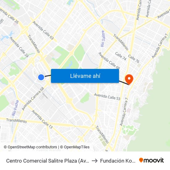 Centro Comercial Salitre Plaza (Av. La Esperanza - Kr 68b) to Fundación Konrad Lorenz map