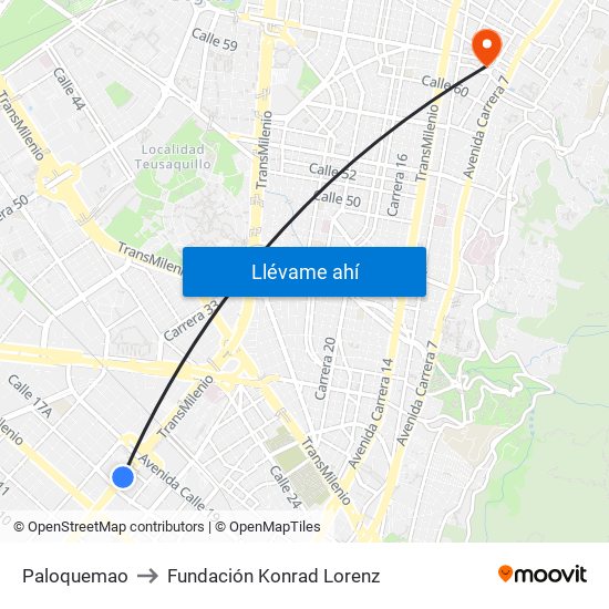 Paloquemao to Fundación Konrad Lorenz map