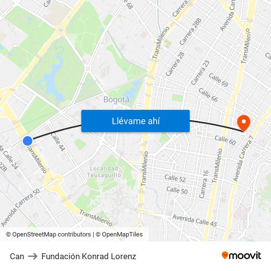 Can to Fundación Konrad Lorenz map