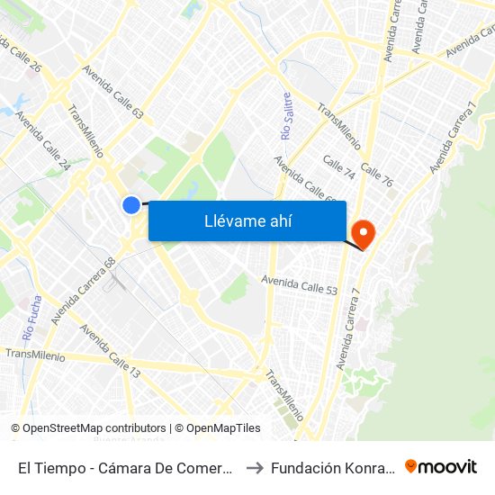 El Tiempo - Cámara De Comercio De Bogotá to Fundación Konrad Lorenz map