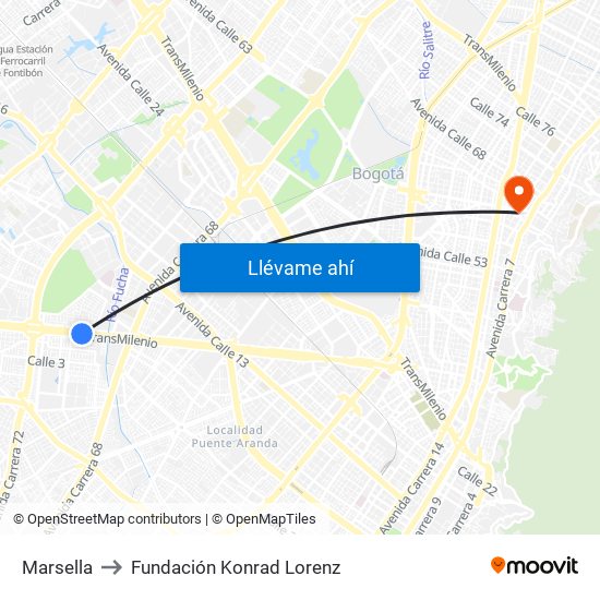 Marsella to Fundación Konrad Lorenz map