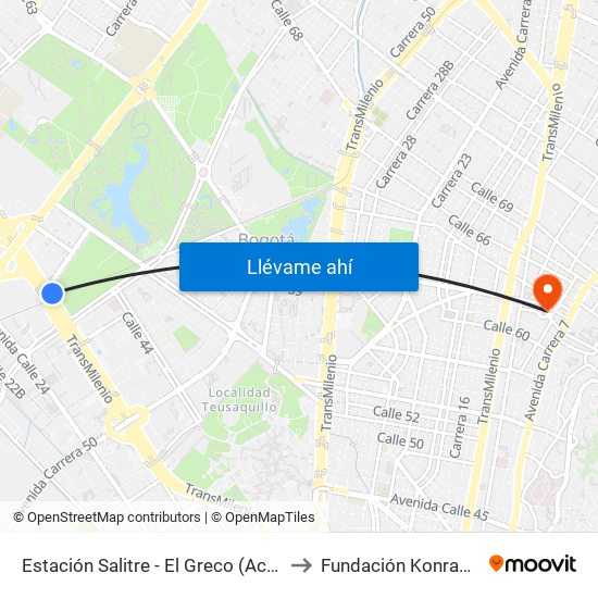 Estación Salitre - El Greco (Ac 26 - Ak 68) to Fundación Konrad Lorenz map