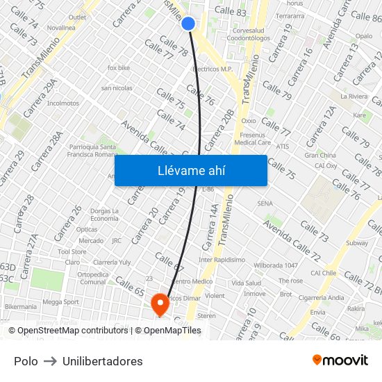 Polo to Unilibertadores map