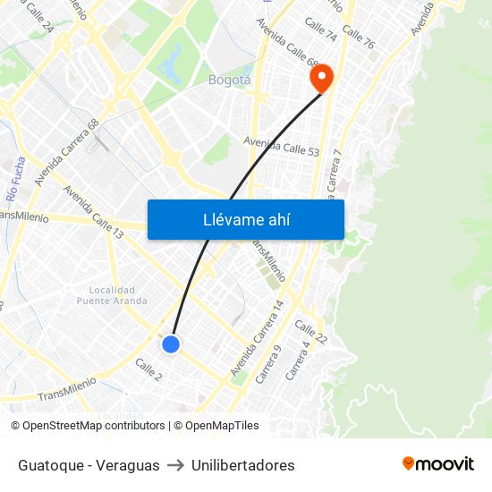 Guatoque - Veraguas to Unilibertadores map