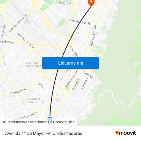 Avenida 1° De Mayo to Unilibertadores map