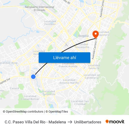 C.C. Paseo Villa Del Río - Madelena to Unilibertadores map