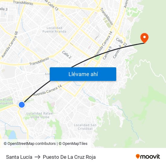 Santa Lucía to Puesto De La Cruz Roja map