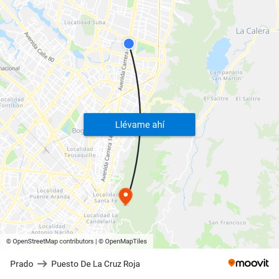 Prado to Puesto De La Cruz Roja map
