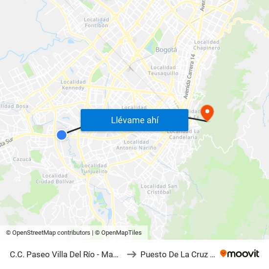 C.C. Paseo Villa Del Río - Madelena to Puesto De La Cruz Roja map