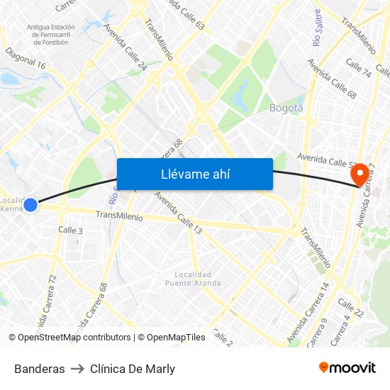 Banderas to Clínica De Marly map