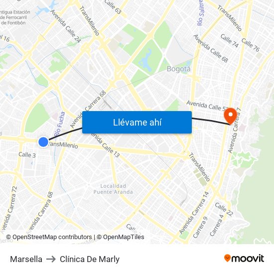 Marsella to Clínica De Marly map