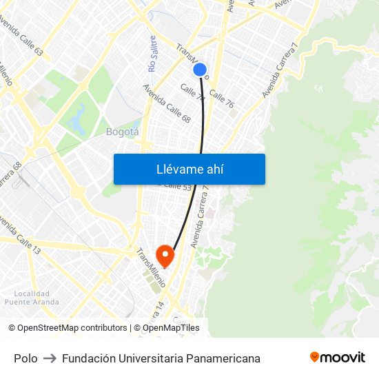 Polo to Fundación Universitaria Panamericana map