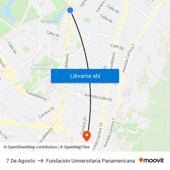 7 De Agosto to Fundación Universitaria Panamericana map