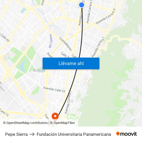 Pepe Sierra to Fundación Universitaria Panamericana map