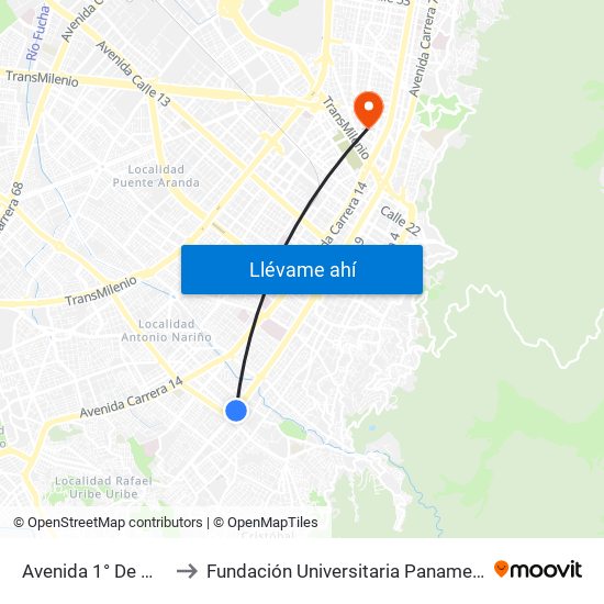 Avenida 1° De Mayo to Fundación Universitaria Panamericana map