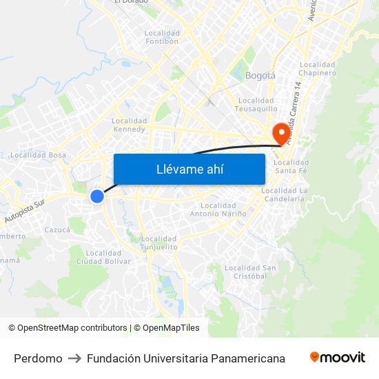 Perdomo to Fundación Universitaria Panamericana map