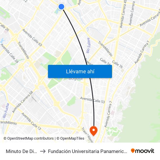 Minuto De Dios to Fundación Universitaria Panamericana map