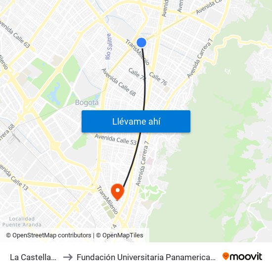 La Castellana to Fundación Universitaria Panamericana map