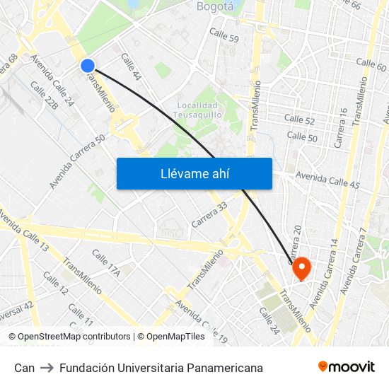 Can to Fundación Universitaria Panamericana map