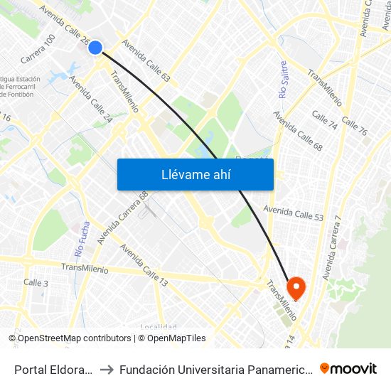 Portal Eldorado to Fundación Universitaria Panamericana map